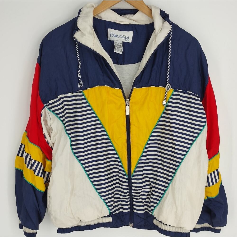 La Costa Spa Los Angeles Vintage Color Block Windbreaker Size Medium - Picture 1 of 7